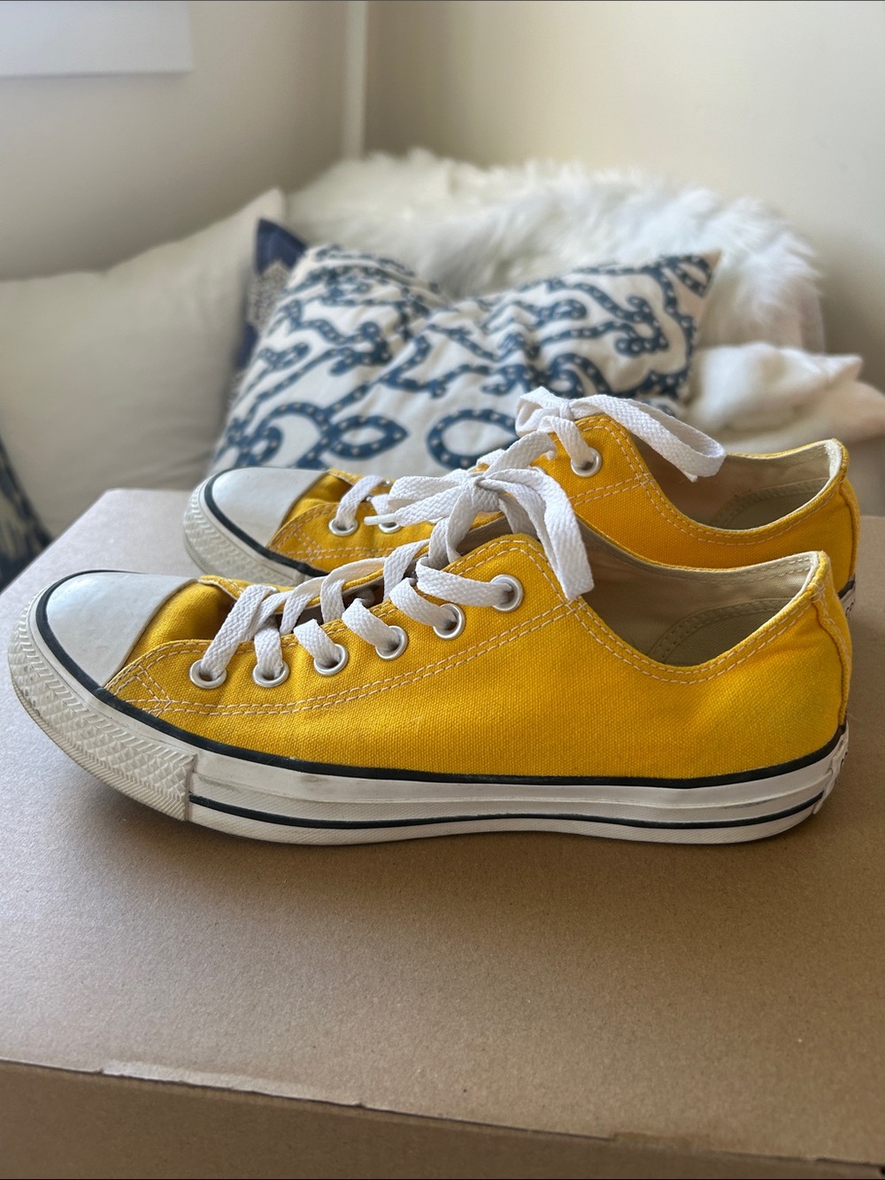 Converse Yellow Low-Top Canvas Sneakers with White Laces